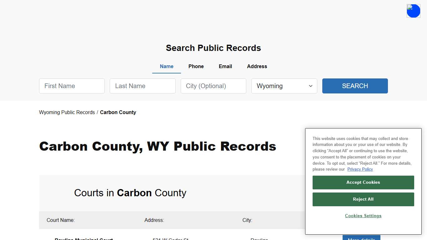Carbon County, WY Public Court, Arrest and Inmate Records - ThePublicIndex